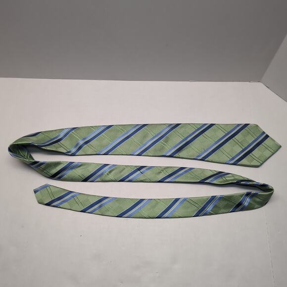 Arrow Mens Silk Neck Tie Green Blue Striped - Picture 2 of 8